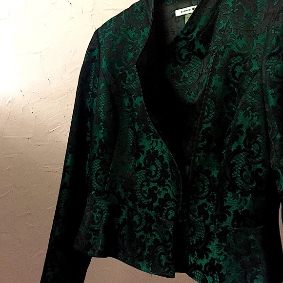 Bianca Nygard Sexy Black+Green Paisly Blazer New - Picture 7 of 16